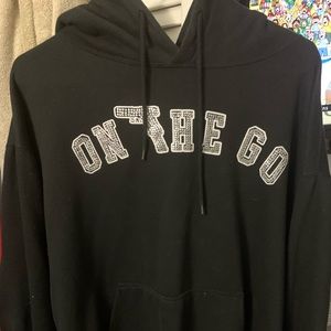 Black ON THE GO rhinestone hoodie